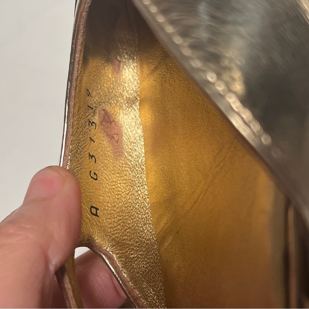 CHANEL Gold and Black Slingback Heels - Picture 8 of 9